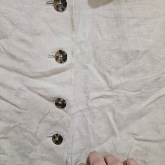 J.Crew Linen Blend Skirt Women’s Size 6 Beige Button Front - Picture 7 of 10